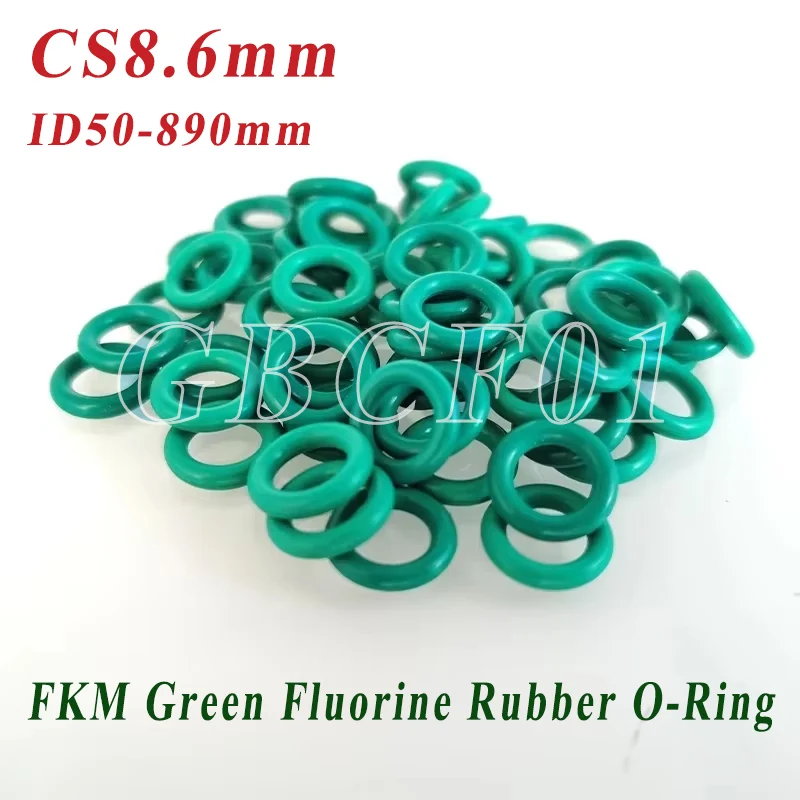 

FKM O-ring Green Fluororubber Rubber Sealing Gasket O Ring CS8.6mm Oil Resistant Acid Alkali Resistant O-Ring Kit OD50-890mm