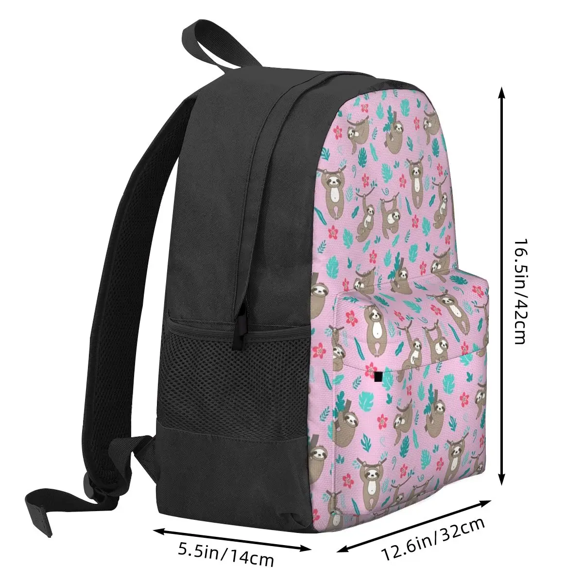 Mochilas rosa padrão preguiça para crianças, Bookbag bonito dos desenhos animados para meninos e meninas, mochilas escolares para crianças, mochila de viagem, bolsa de ombro