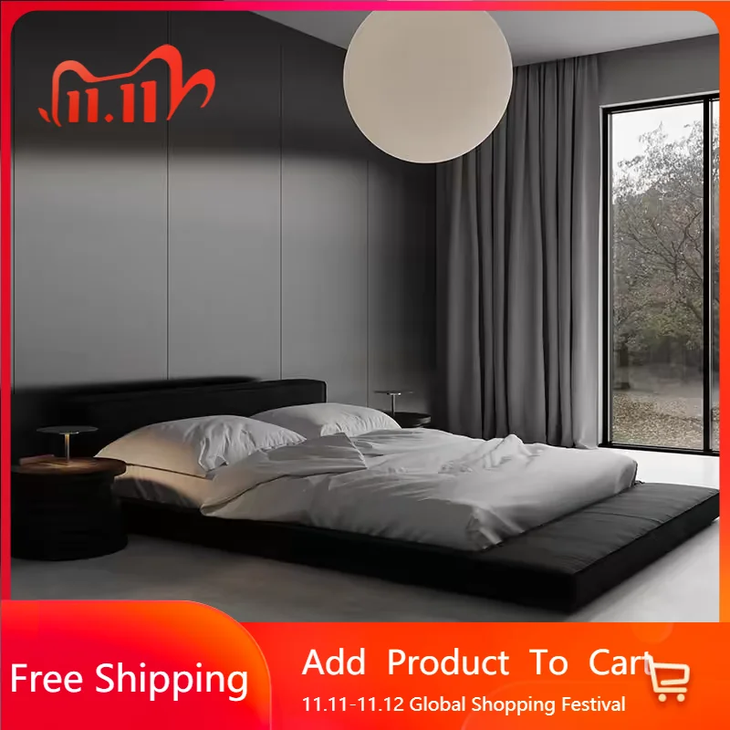 

Designer Light Luxury Double Bed Princess French Minimalist Wedding Bed Black Reading Organizer Cama De Casal Home Furniture