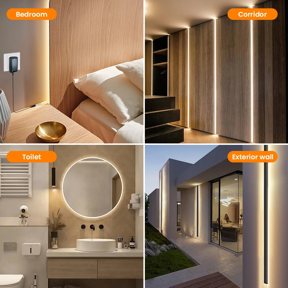 5V Smart PIR Motion Sensor COB Neon LED Strip Light Auto ON/OFF Remote Control 320led/m Waterproof Kitchen Stair Wardrobe Decor