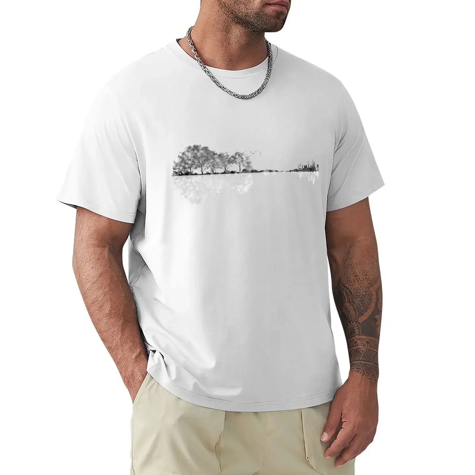 

Nature Guitar - Black & White Watercolor T-Shirt designer shirts baggy shirts plus size men clothing