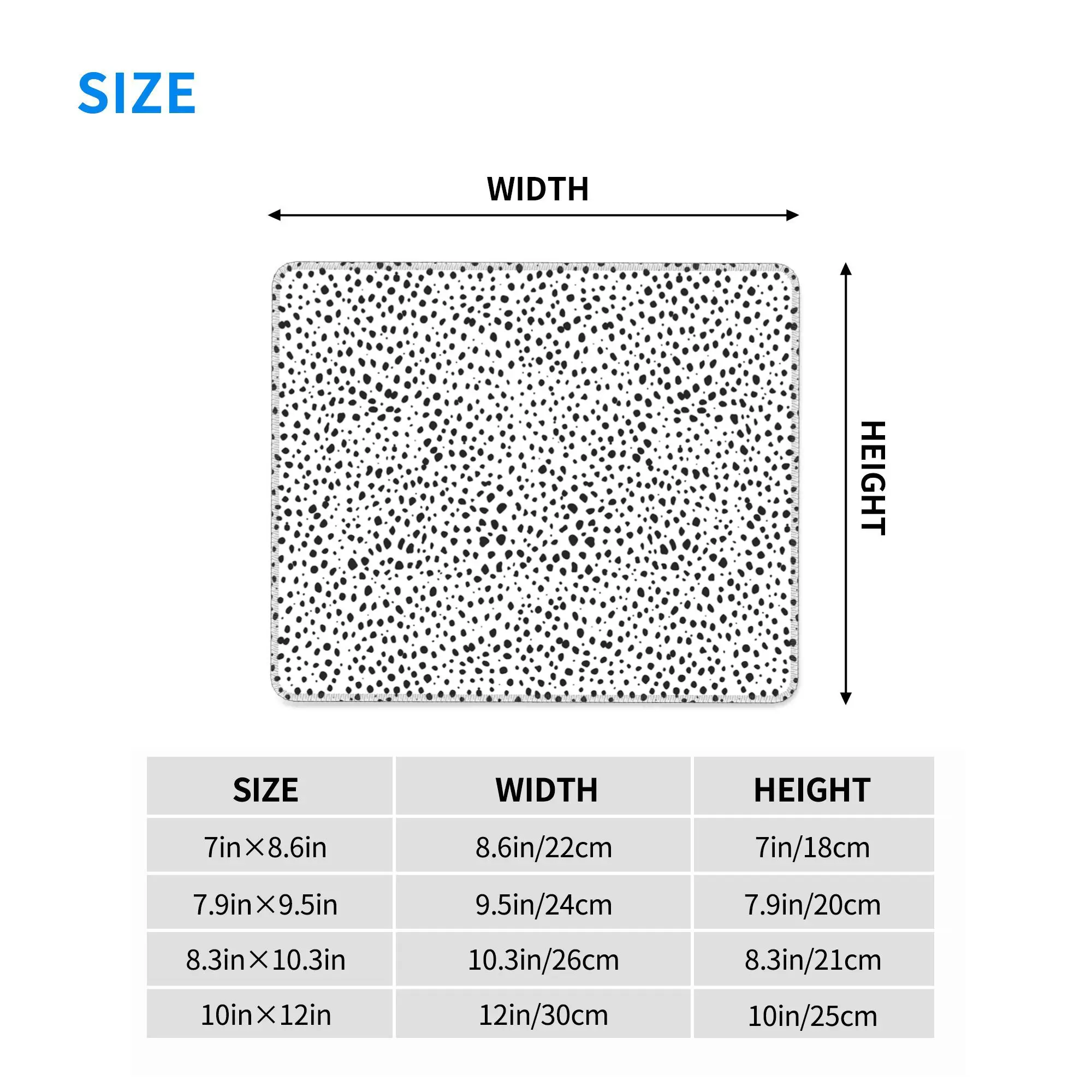 Dalmatian Spots Black and White Polka Dots Mouse Pad Computer Keyboard Mouse Mat Gaming PC Laptop Desk Mat Office Table Mats