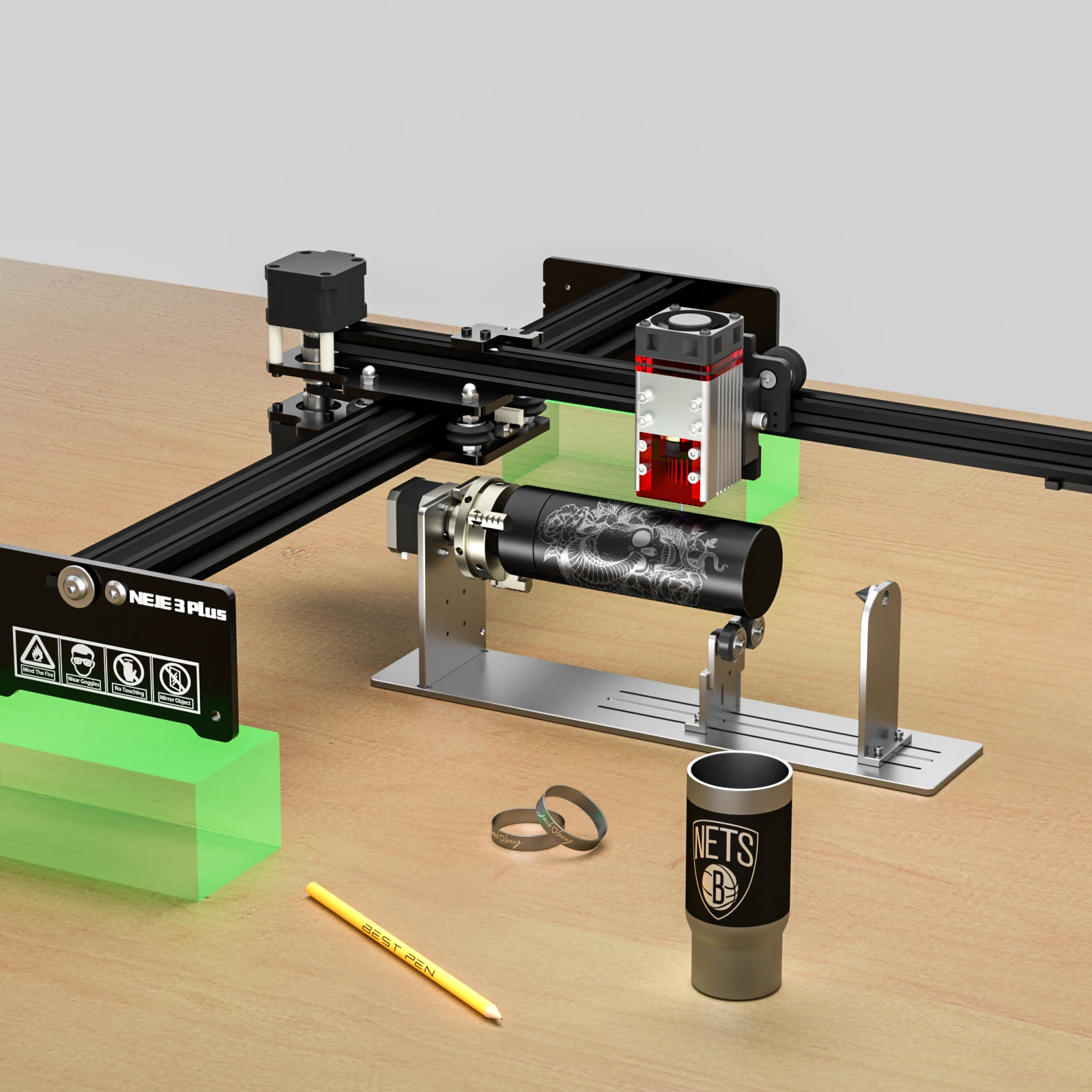 Imagem -04 - Neje Plus Máquina de Gravação a Laser 6w 10w 420*255 mm Máquina de Corte a Laser para Placa de Madeira Acrílica Máquina de Gravação em Madeira