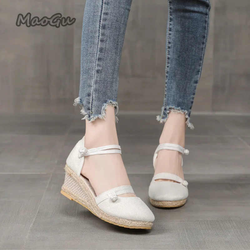 Damskie lniane espadryle na ko – Espadrille Wedge Shoes recenzja i cena