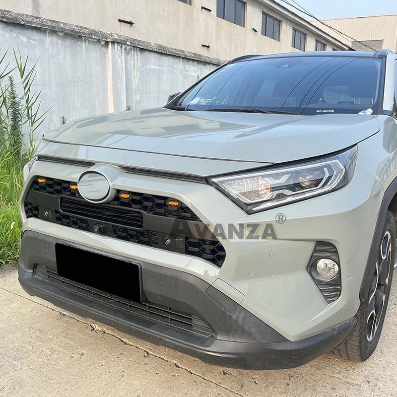 Front Grill With Led Lights Bumper Grille Auto Parts Modification Decoration Fits For Toyota RAV4 2019-2023