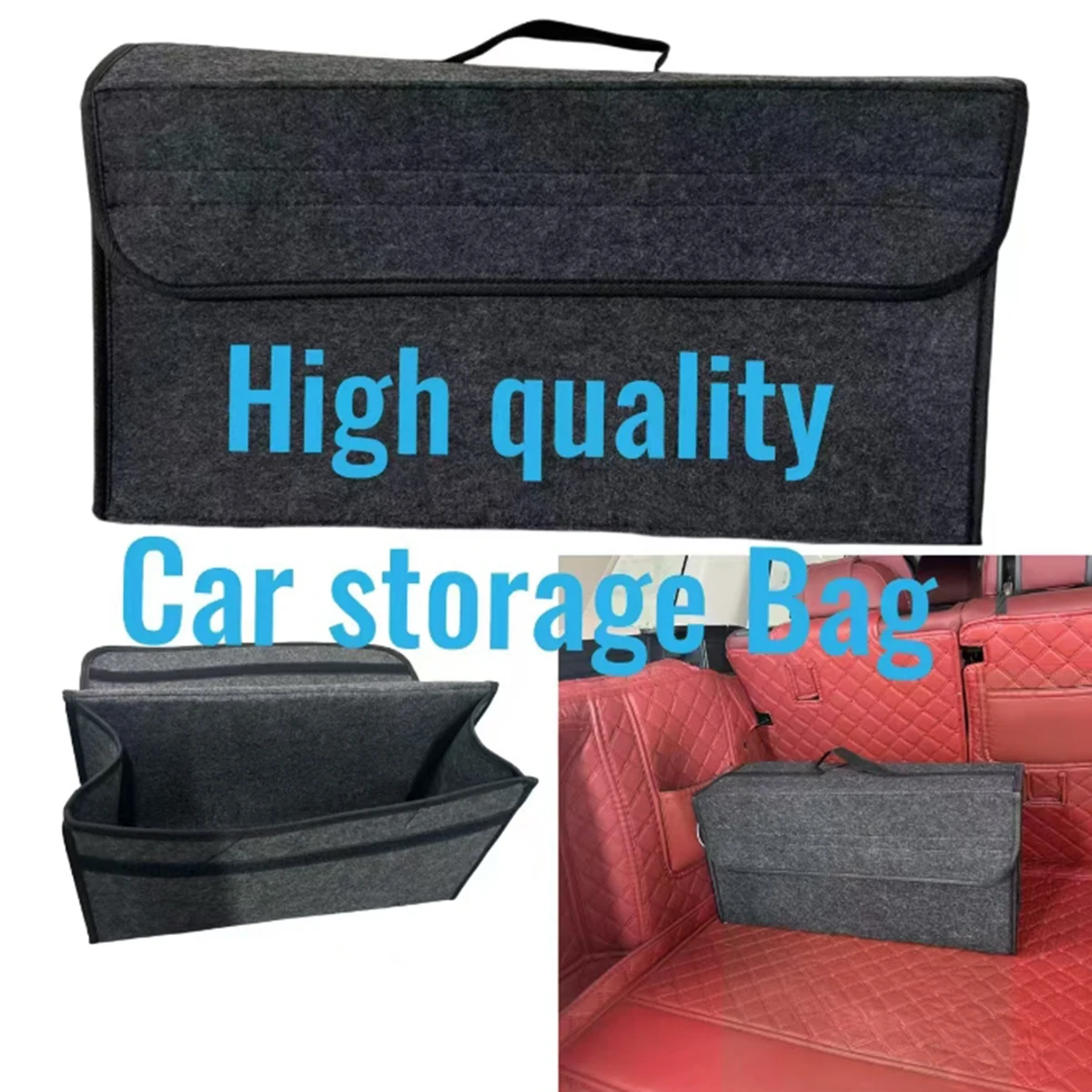 Organizador de Maletero Grande Antideslizante, Bolsa de Almacenamiento para Herramientas, Organizador de Maletero de Coche, Caja de Almacenamiento de Fieltro Suave, Accesorios