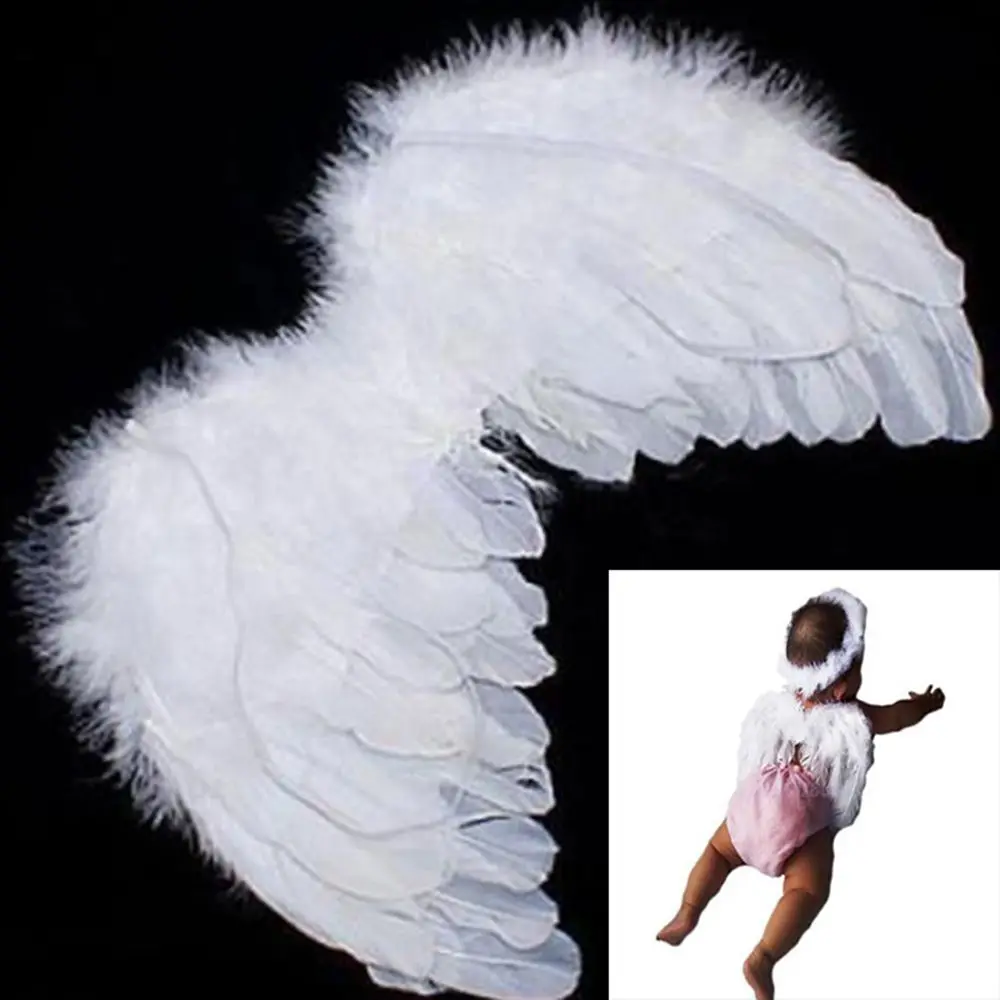 New Baby Kids White Angel Wings Feather for Party Decoration And for Photo