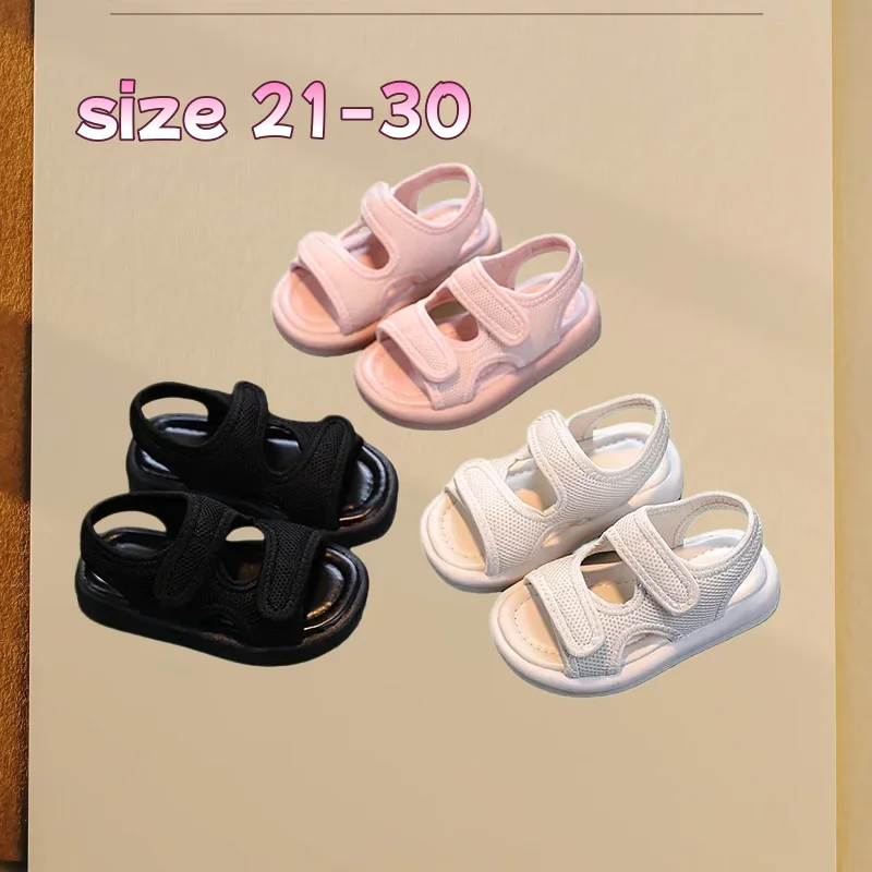 

Summer Casual Sandal Sneakers for Little Boys Girls Soft Non-Slip Beach Shoes Black Pink Beige Children Footwear Size 21-30