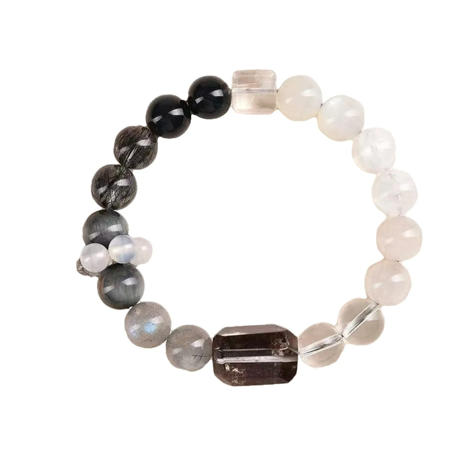 Chinese Style Five Elements Natural Green Phantom Crystal Bracelet Lucky Fortune Attracting Blessing Feng Shui Jewelry 10mm 12mm