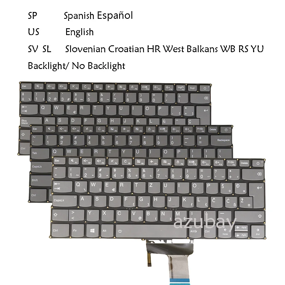 

US LA Spanish Slovenian Keyboard For Lenovo Ideapad 320s-13ikb U D (81AK), 720s-14ikb (80XC 81BD) V720-14 V720-14ikb Backlit /No