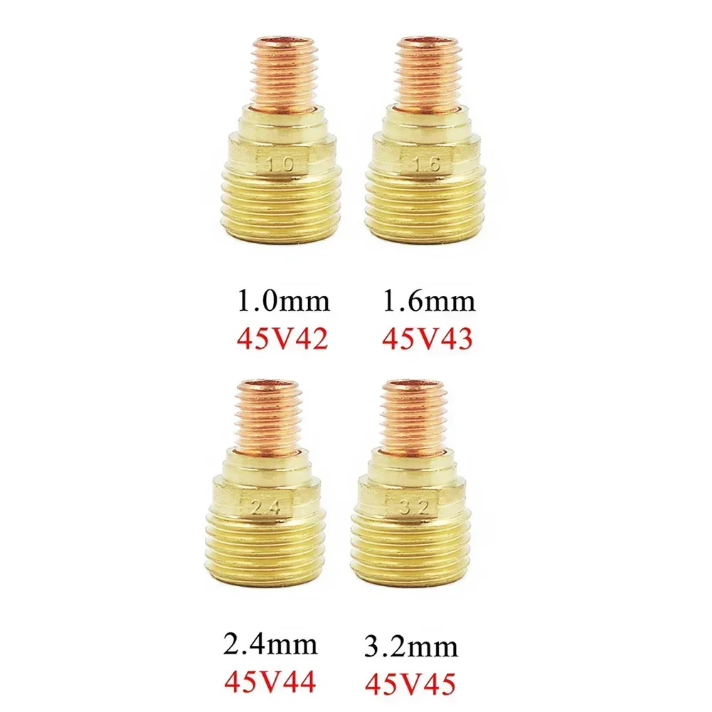 1pc 1.0/1.6/2.4/3.2mm TIG Gas Lens Collet Body 45V42G 45V43G 45V44G 45V45G For TIG WP9 20 25 High Temperature Glass Cup