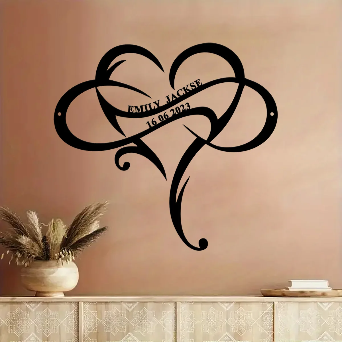 

Custom Lover Name Infinity Heart Black Heart Metal Wall Decor Love Wall Decor Love Sign Plaque Bedroom Ornament Hanging Wall Art