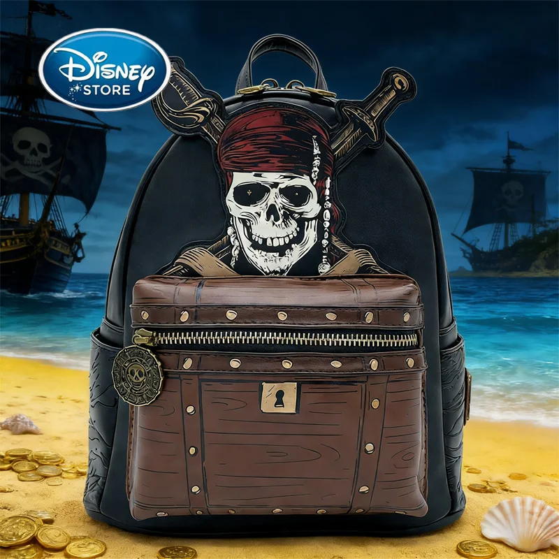 

Мини-рюкзак Disney «Пираты Карибского моря» для женщин и мужчин — черный, коричневый, с карманом в виде сундука с сокровищами и эмблемой черепа