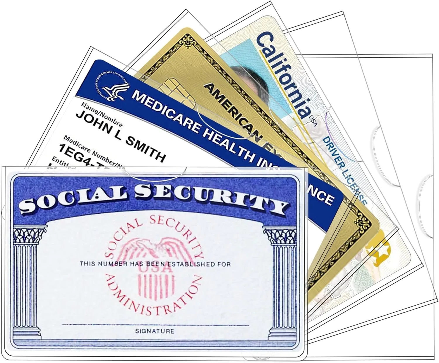 10 قطع من الأكمام الواقية للبطاقات الشفافة، تناسب بطاقات 3.82 × 2.32 بوصة (SSN/رخصة القيادة/الائتمان)، متعددة الاستخدام