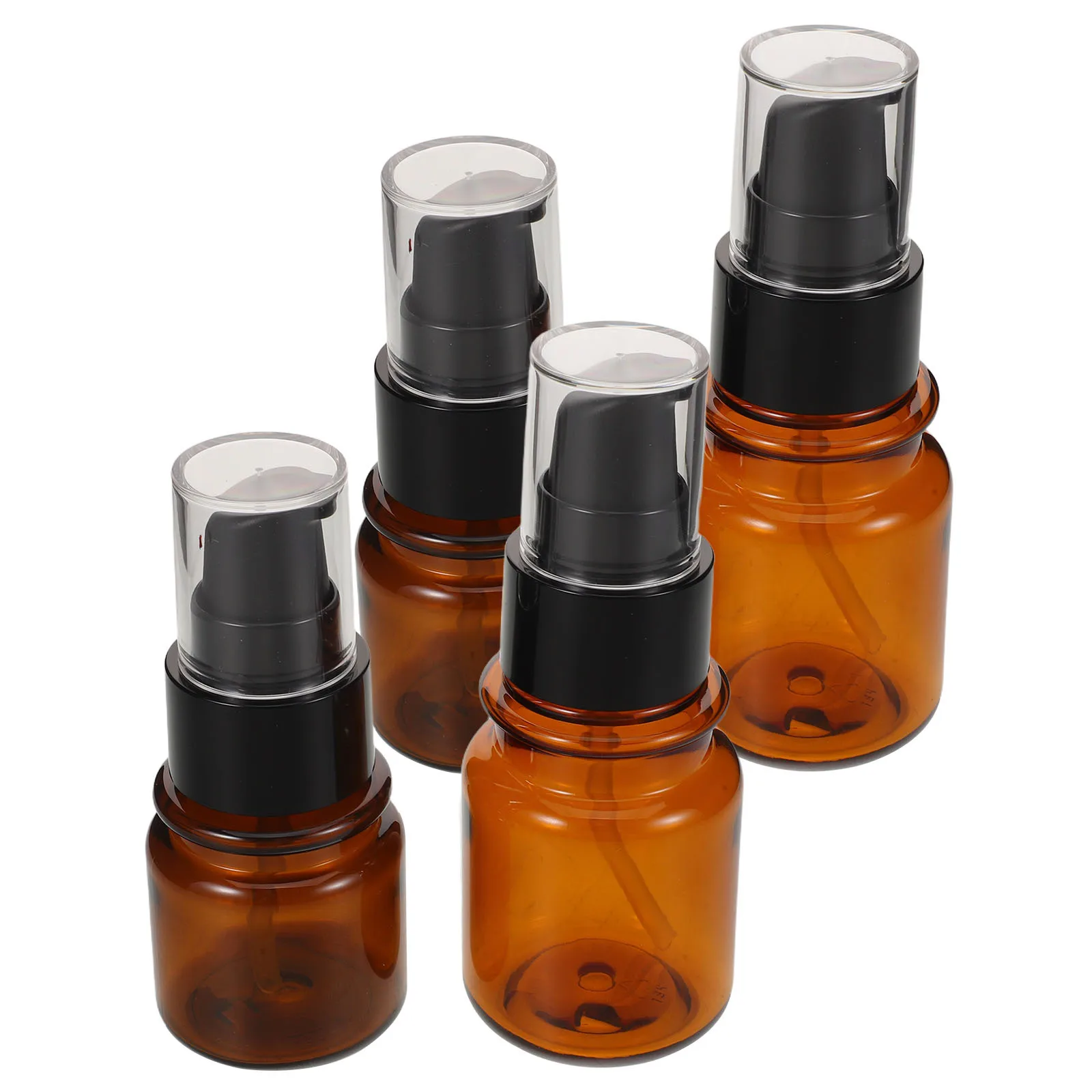 

4Pcs Pump Bottles Brown Refillable Travel Lotion Containers Leak Proof Mini Makeup Dispenser Skincare Oil Bottles