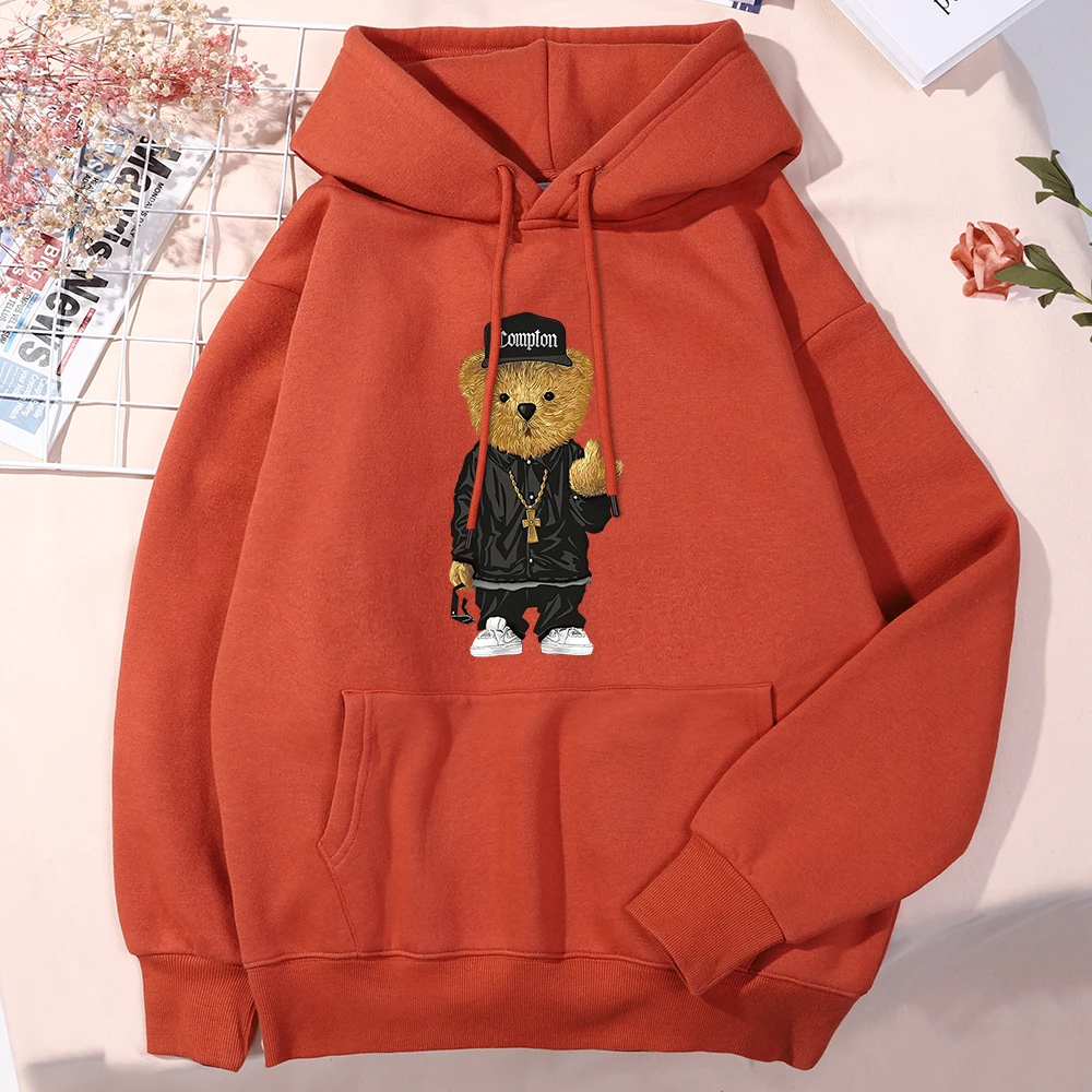 Hip Hop Rap Trend Teddy Bear Printing Man Hoodies Quality Graphics Clothes Breathable Vintage Clothing Casual Harajuku Hoodie