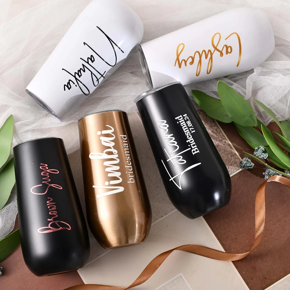 

Personalized Bridesmaid Champagne Tumbler Flutes Custom Bridal Shower Stainless Steel Wine Insulated Tumbler Bridesmaid Gift