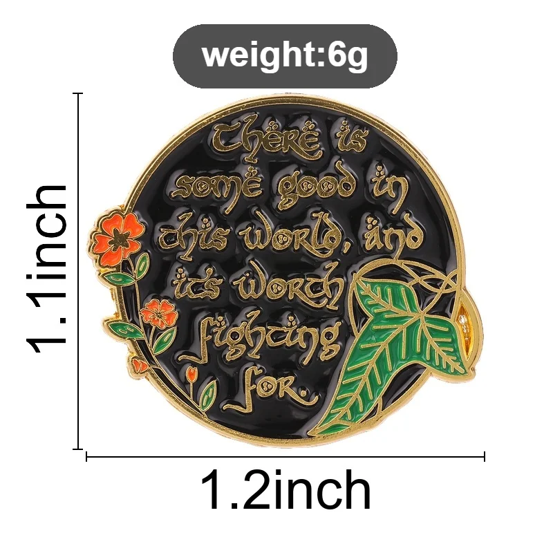 Belief And Loyalty Badge Cartoon Red Flowers Green Leaves Enamel Pins Fashion Lapel Metal Brooch Backpack Clothes Jewelry Gift