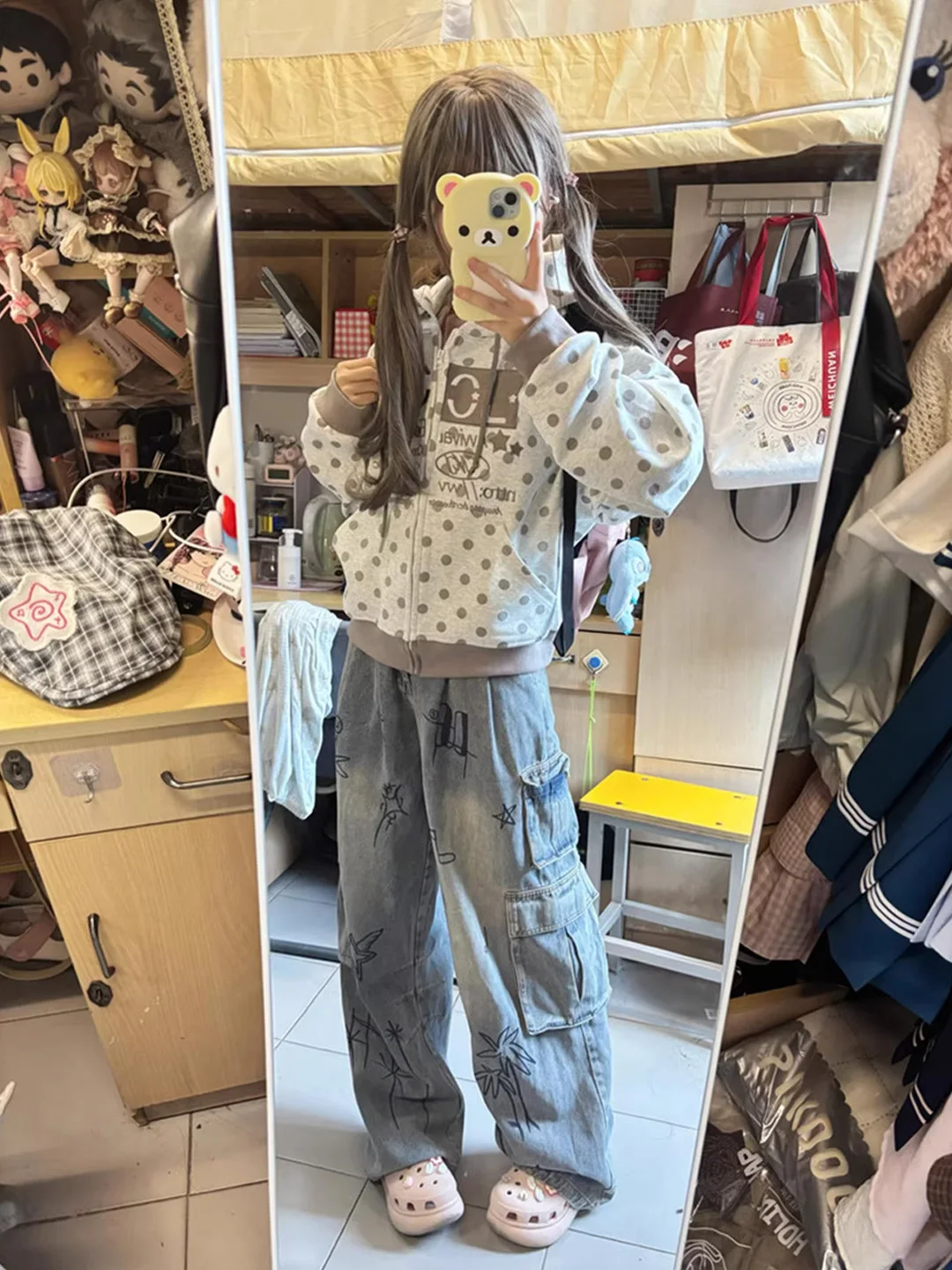 

Ретро-кардиган в корейском стиле с вышивкой в горошек и буквами, женская толстовка-бомбер на весну-осень, дизайн в стиле Lazy Sle