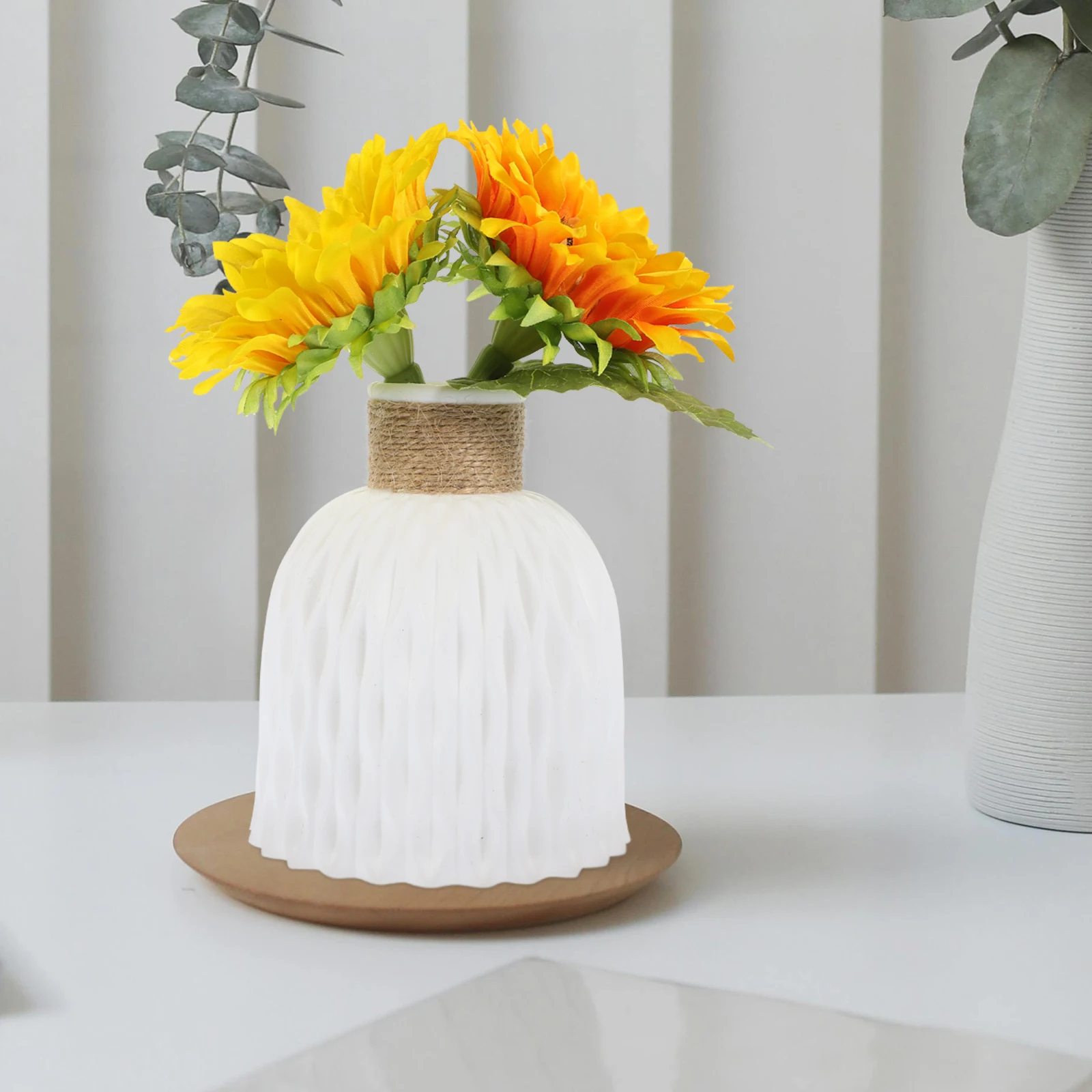 

Unbreakable Decorative Pineapple Grain Flower Vase Modern Simple Tabletop Floral Arrangement Pot Desktop Decor