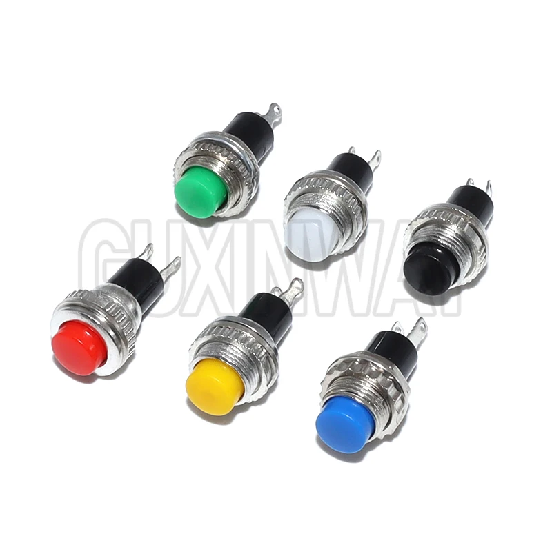 6 Buah Saklar Tombol Tekan Panel Pemasangan Ulir Atas 10mm Momentary OFF-(ON)