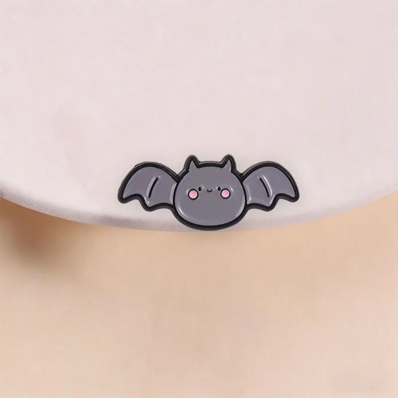 Cute Cat Bat Enamel Badge Magic Wizard Hat Bat Gothic Punk Creature Halloween Animal Pins Lapel Bags Brooches Jewelry Gift