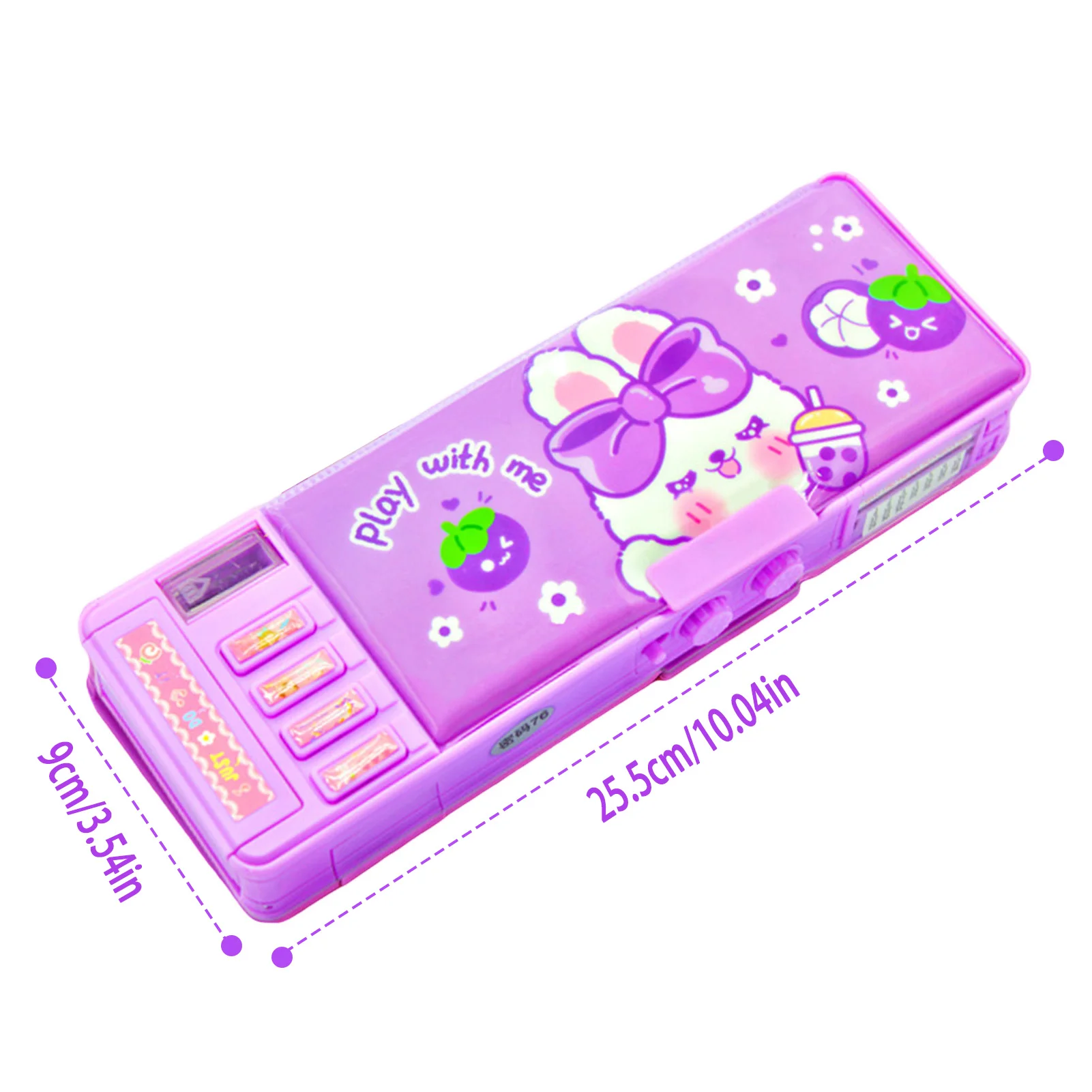 Imagem -04 - Caixa de Papelaria Plástica com Coelho Bonito Morphing Combinação Bloqueio Multifunções Pen Case Material Escolar Roxo