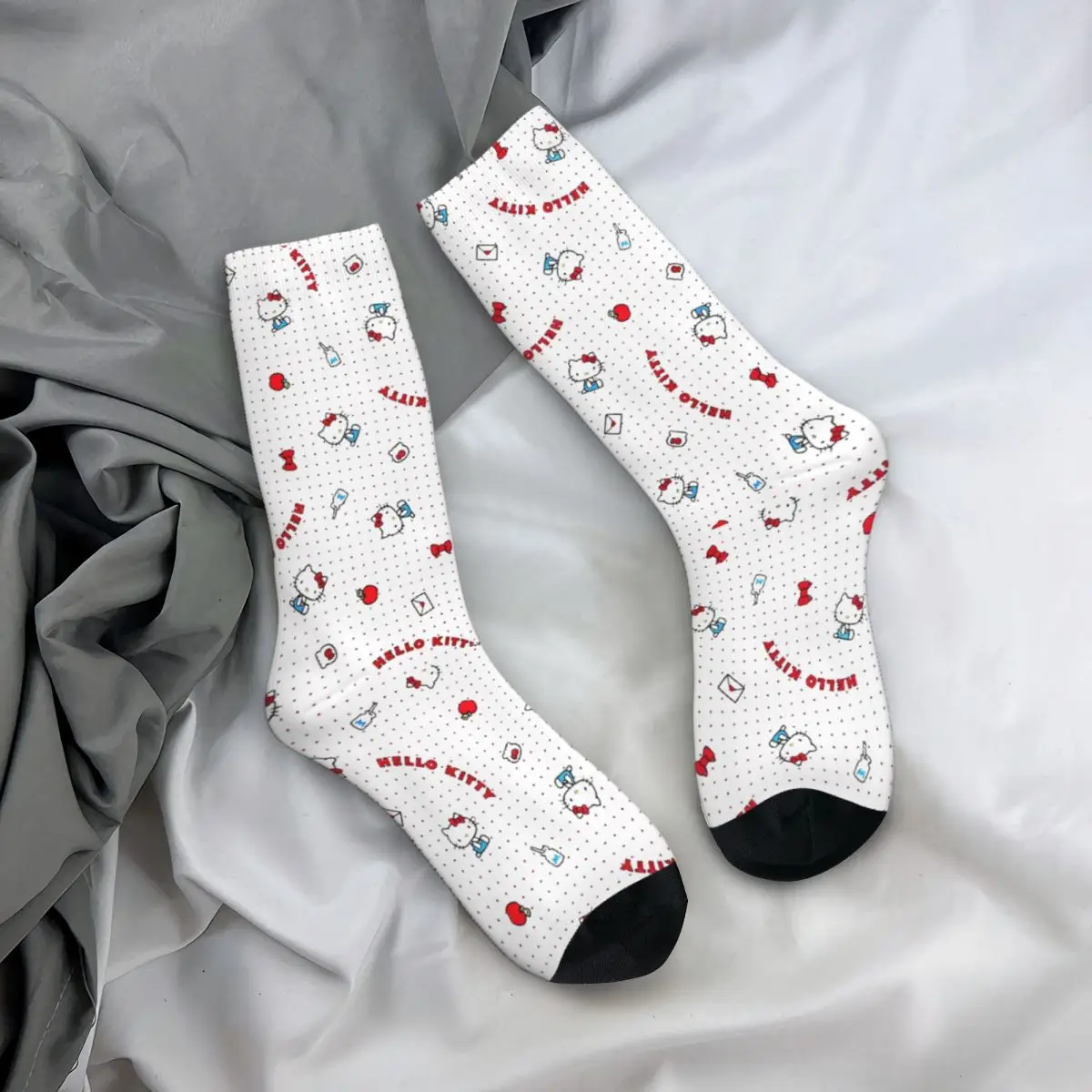 Men Socks Hello Kitty Sanrio Stockings Winter Funny Medium Soft Socks Graphic Outdoor Non-Slip Socks