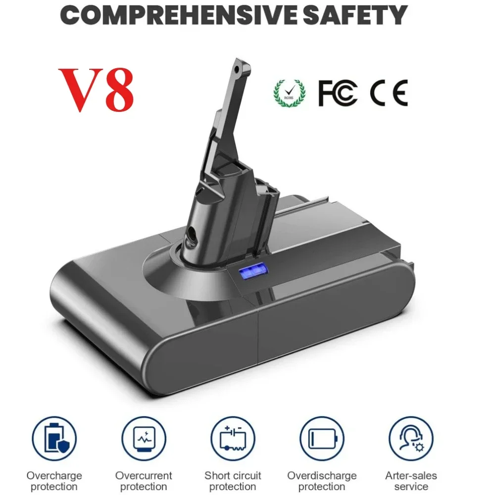 For Dyson 21.6V 8000mAh Replacement Battery for Dyson SV10 V8 Absolute Cord-Free Vacuum Handheld Vacuum Cleaner V8 Battery