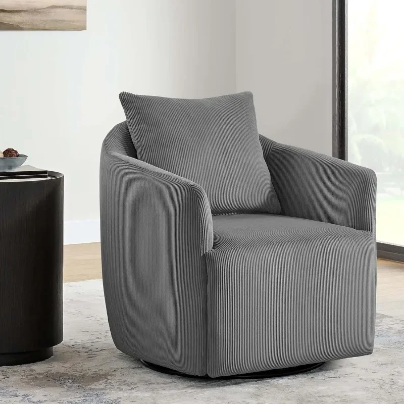 

Swivel Accent Chair Modern Corduroy Barrel Armchair for Reading Room Livingroom Bedroom