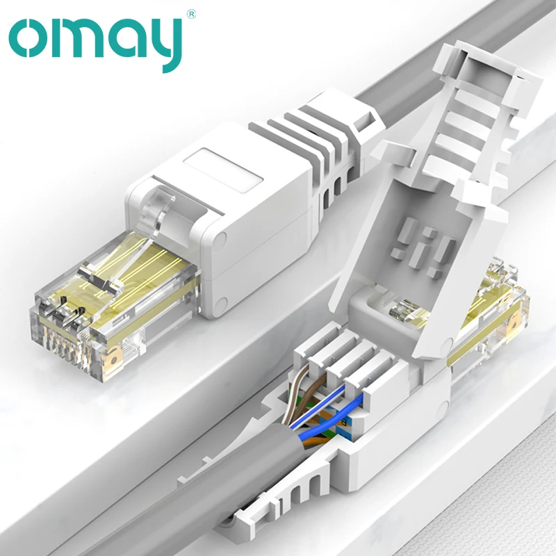 CAT6 CAT5E Tool Free RJ45 Connector, No Crimp Tool Less UTP 1000Mbps Modular Plug for Stranded Solid Lan Ethernet Cable