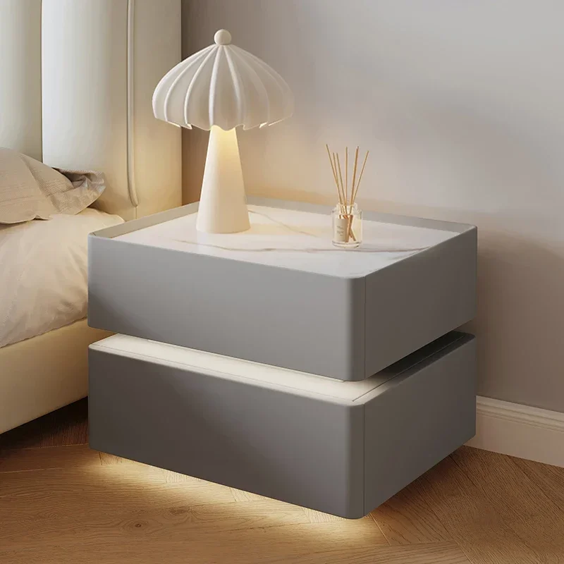 Smart Cream Style Modern Bedside Table Minimalist Creative Cute Multifunction Nightstands Mesitas De Noche Bedroom Furniture