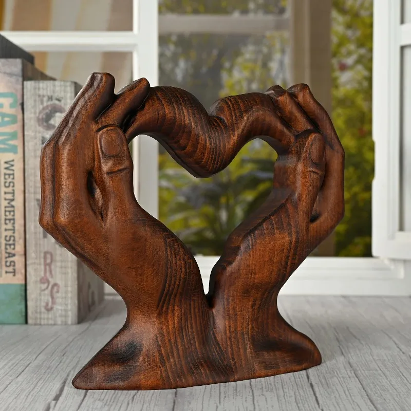 الإبداعية الخشب الصلب عيد الأم على شكل قلب تمثال غرفة المعيشة المنزلي سطح المكتب ديكور هدية #2