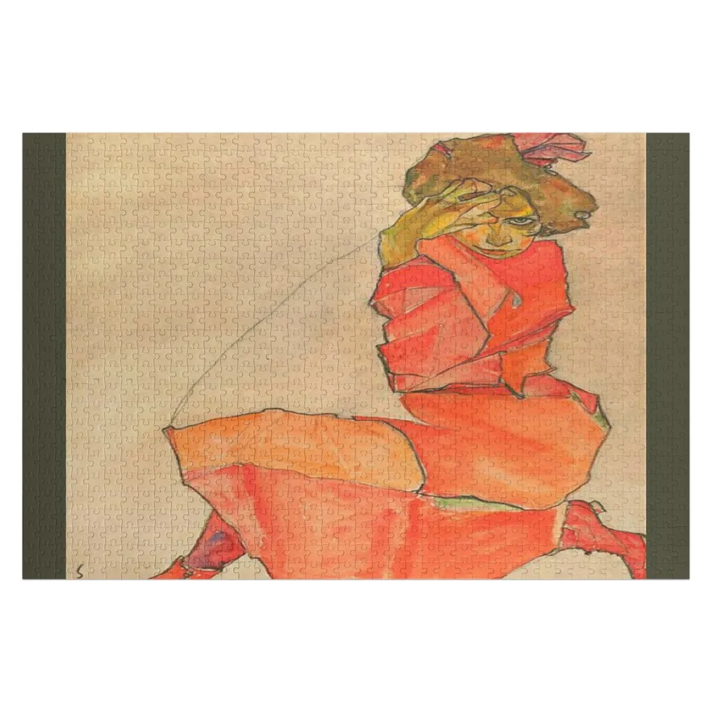 

Egon Schiele - Kneeling Female in Orange _ Red Dress Jigsaw Puzzle Baby Toy Woodens For Adults Diorama Accessories Puzzle