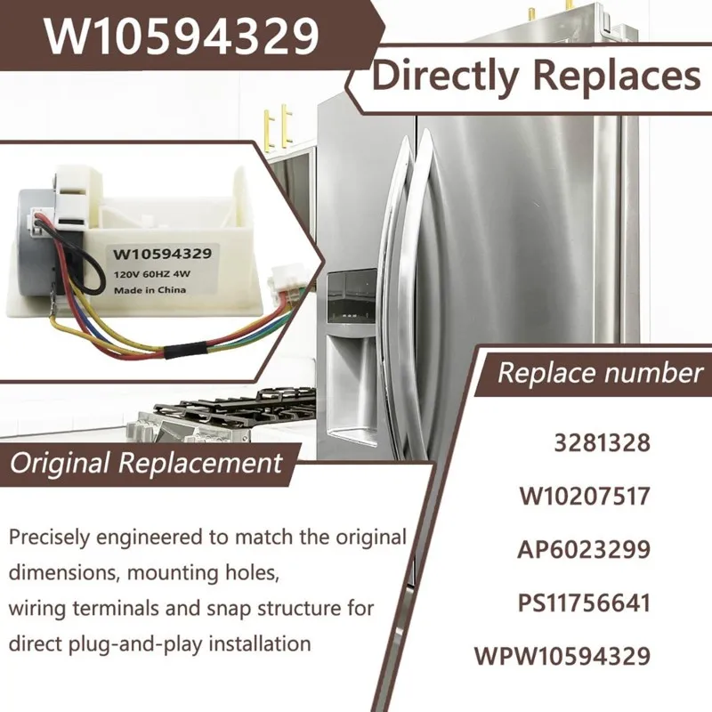 For WHIRLPOOL Refrigerator Replacement Parts-Damper Control Actuator Motor W10594329 W10207517-Repair Restore Optimal Cooling