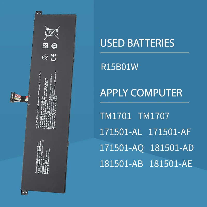 SOMI R15B01W New Laptop Battery For Xiaomi Pro 15.6" GTX TM1701 Series Notebook 7.6V 7900mAh 60.04WH Free Tools