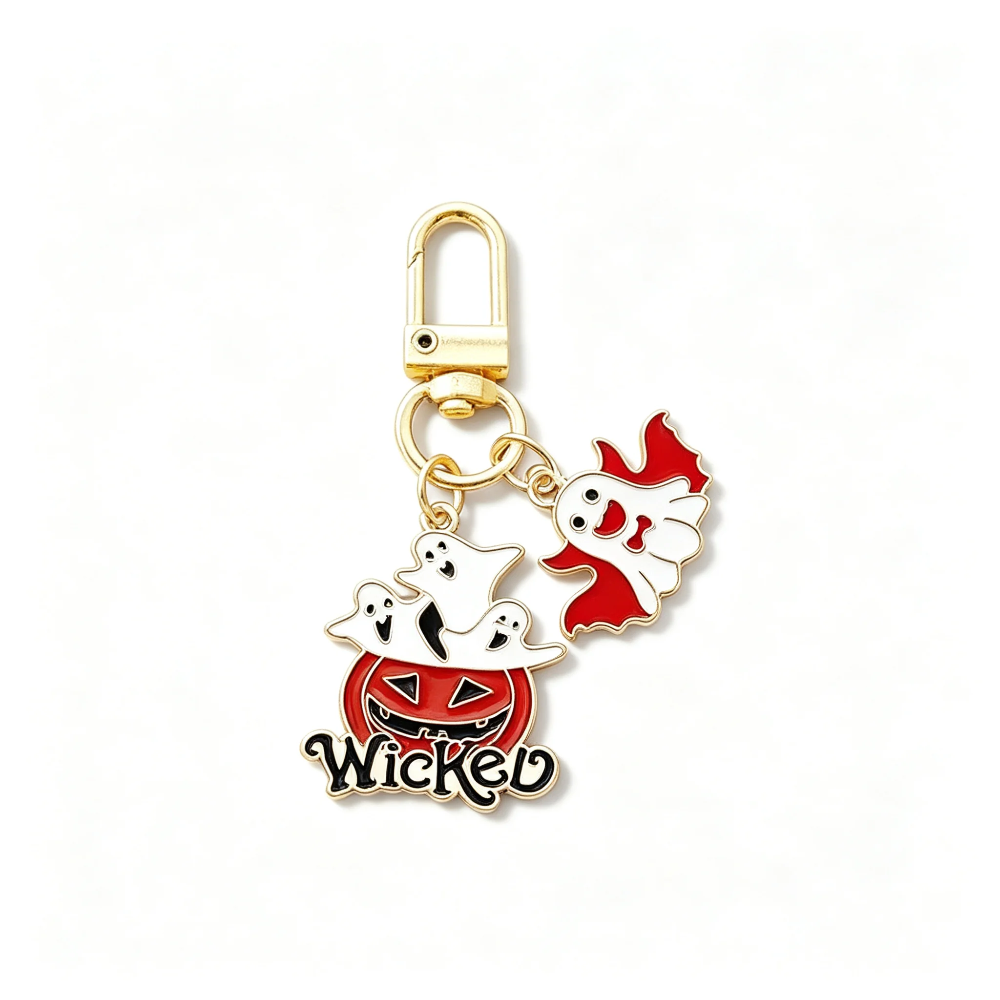 1/5 Stück Halloween-Emaille-Schlüsselanhänger, niedlicher Kürbis, Geist, schwarze Katze, Mumie, Hexe, Taschenanhänger, Metall-Schlüsselring, Geschenk-Accessoires für Feiertage und Partys – Detail 3