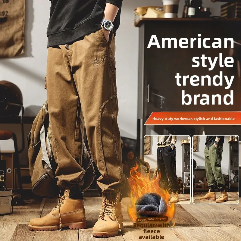 

American Style Heavy Duty Workwear Pants Men's Loose Casual Trendy Spring Autumn New Arrival Cargo Trousers Street Style