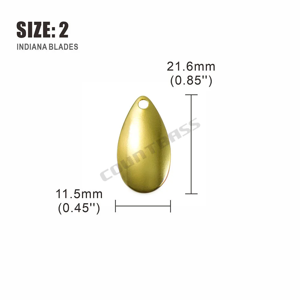 COUNTBASS 50 Stück Größe 00–8 Indiana Spinner Blades glattes Muster Nickel- und Gold-Finish, DIY Spinner Walleye Rigs Angelköder – Detail 10