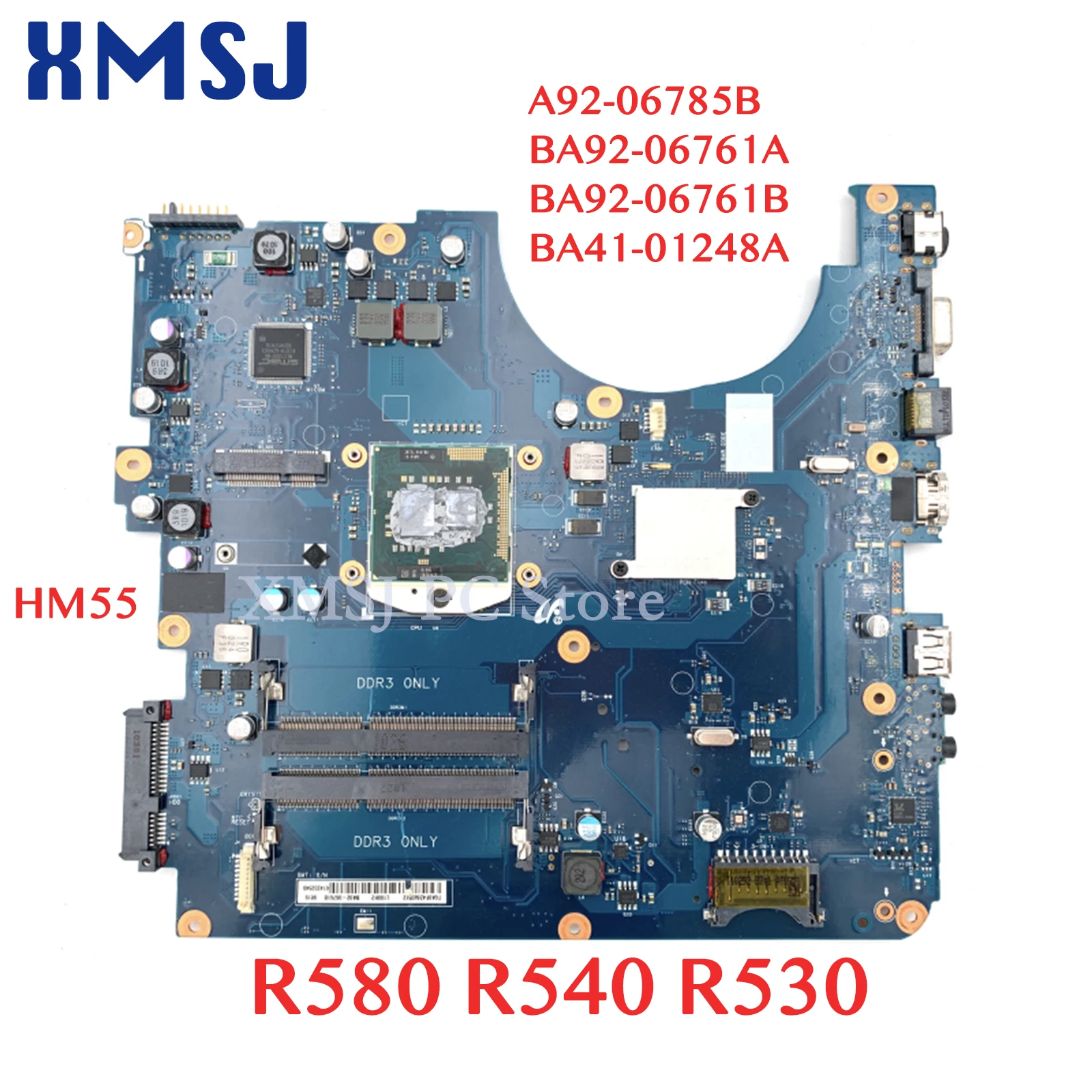 

XMSJ For Samsung R580 R540 R530 BA92-06785B BA92-06761A BA92-06761B BA41-01248A Laptop Motherboard DDR3 HM55 Free CPU