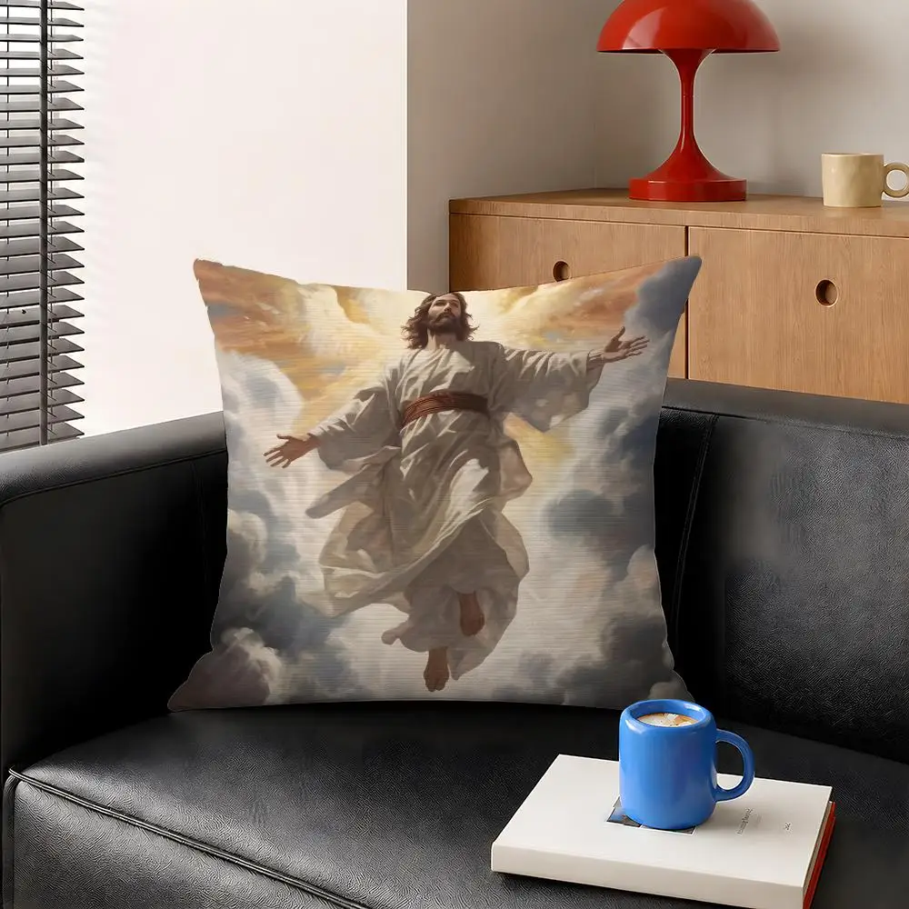 History Jesus Religious Figure Cushion Cover Decorative Pillowcase Soft Short Plush Cozy Durable Sofa Home Decor Items Gift