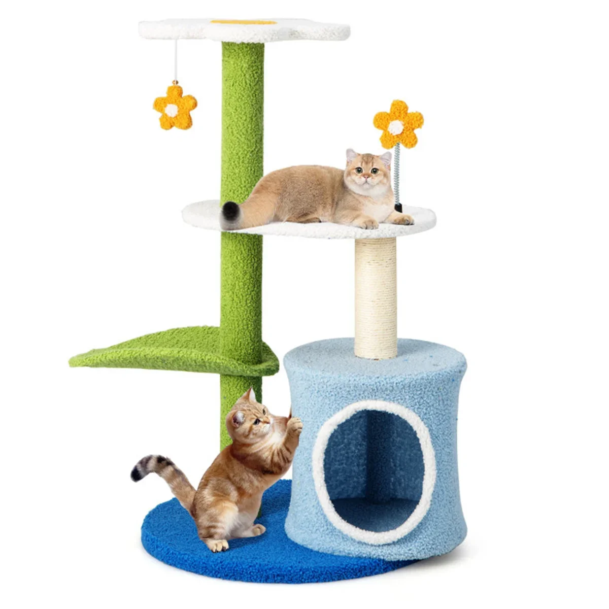 

4-Tier Cute Cat Tree cat furniture tree tower beds & furniture kitten hammock cats wall climbing Cozy Hammock and Removable