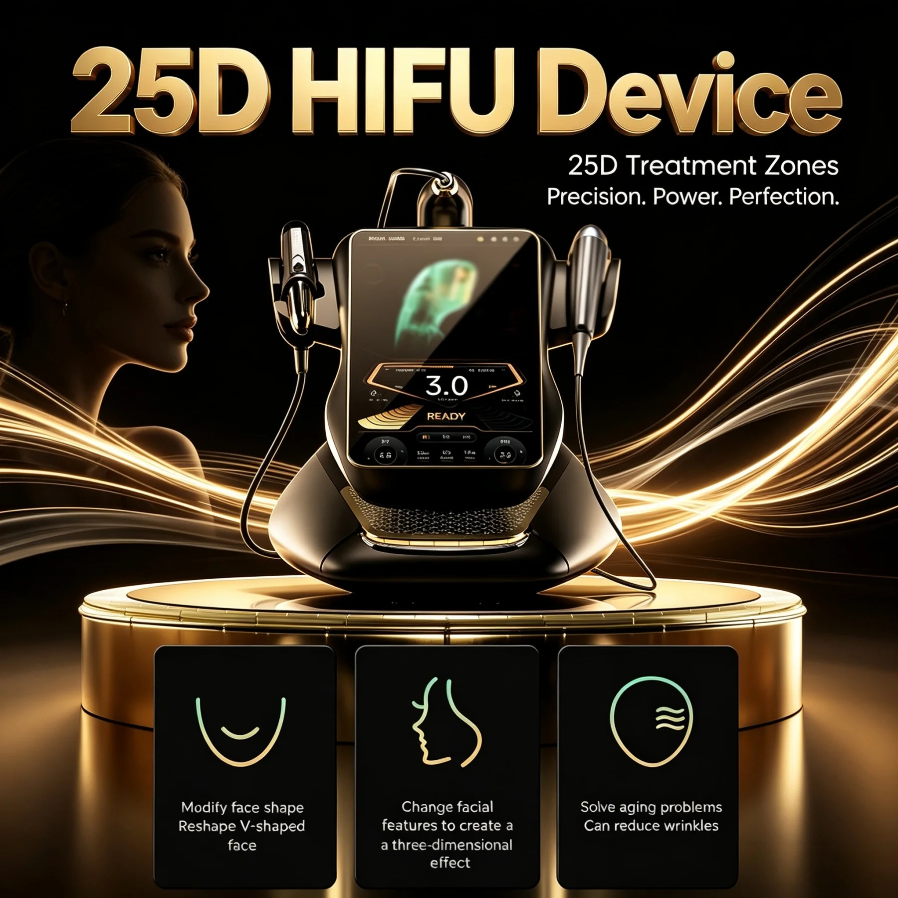 360MAX 25D HiFU 3 In 1 Technology Machine Non Invasive Facial Slimming Anti Aging Body Firming Salon Beauty Device