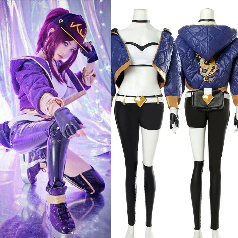 

Custom Size GAME LOL KDA Akali Cosplay Costume Halloween Party Costumes For Women Girl Suit