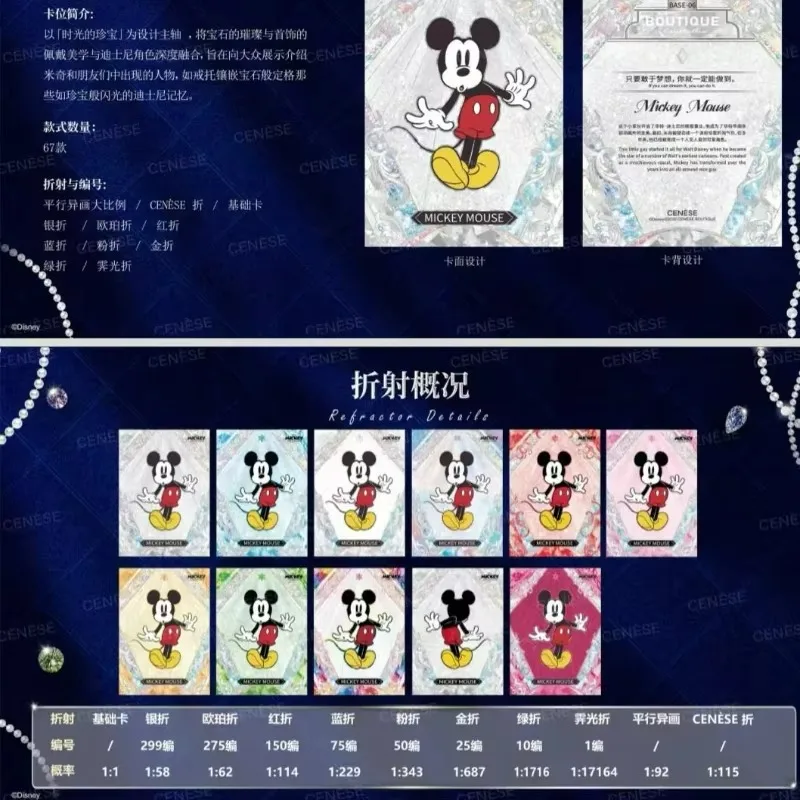 Genuine CENESE Disney Mickey and Friends Collection Card Mickey Mouse Minnie Goofy Donald Duck Anime Trading Cards Hobby Gifts