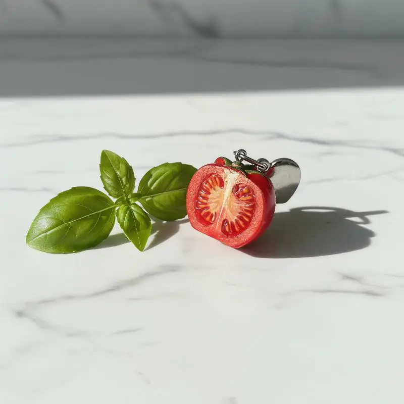 1/3 Stück 3D Halbgeschnittener Tomaten-Schlüsselanhänger aus Kunststoff, Niedlicher Anhänger für Handyhülle/Tasche, Ideales Geburtstagsgeschenk für Frauen und Mädchen – Detail 3