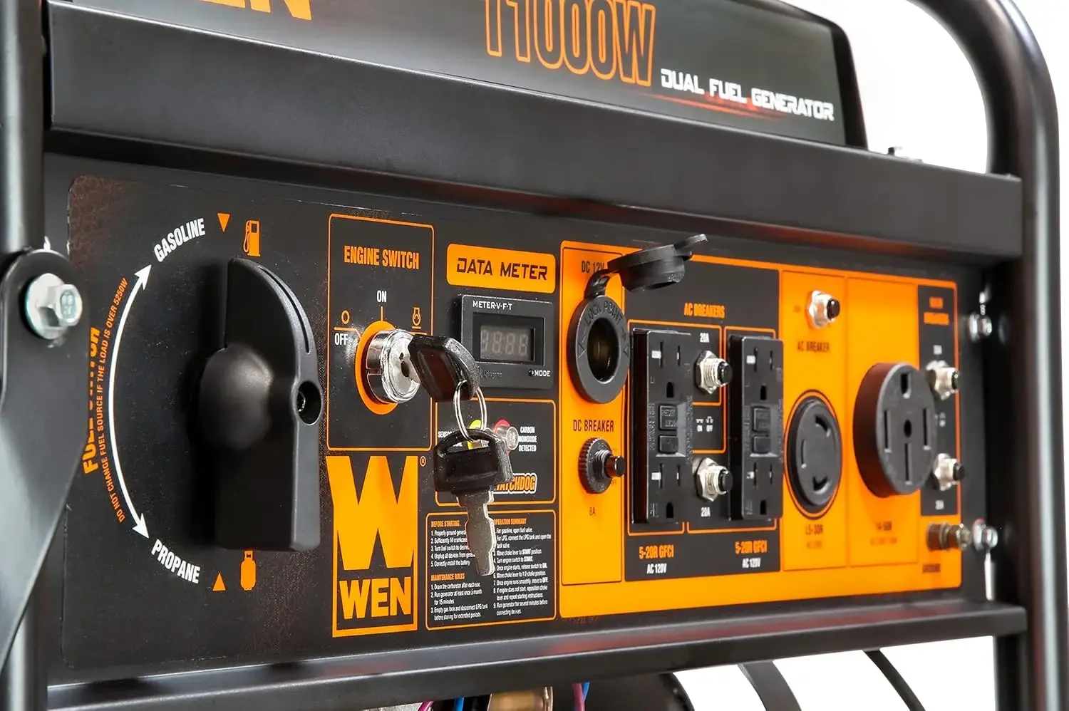 الأكثر مبيعًا DF1100X 11000 واط مولد كهربائي محمول مع مجموعة عجلات ومستشعر إيقاف التشغيل CO، أسود