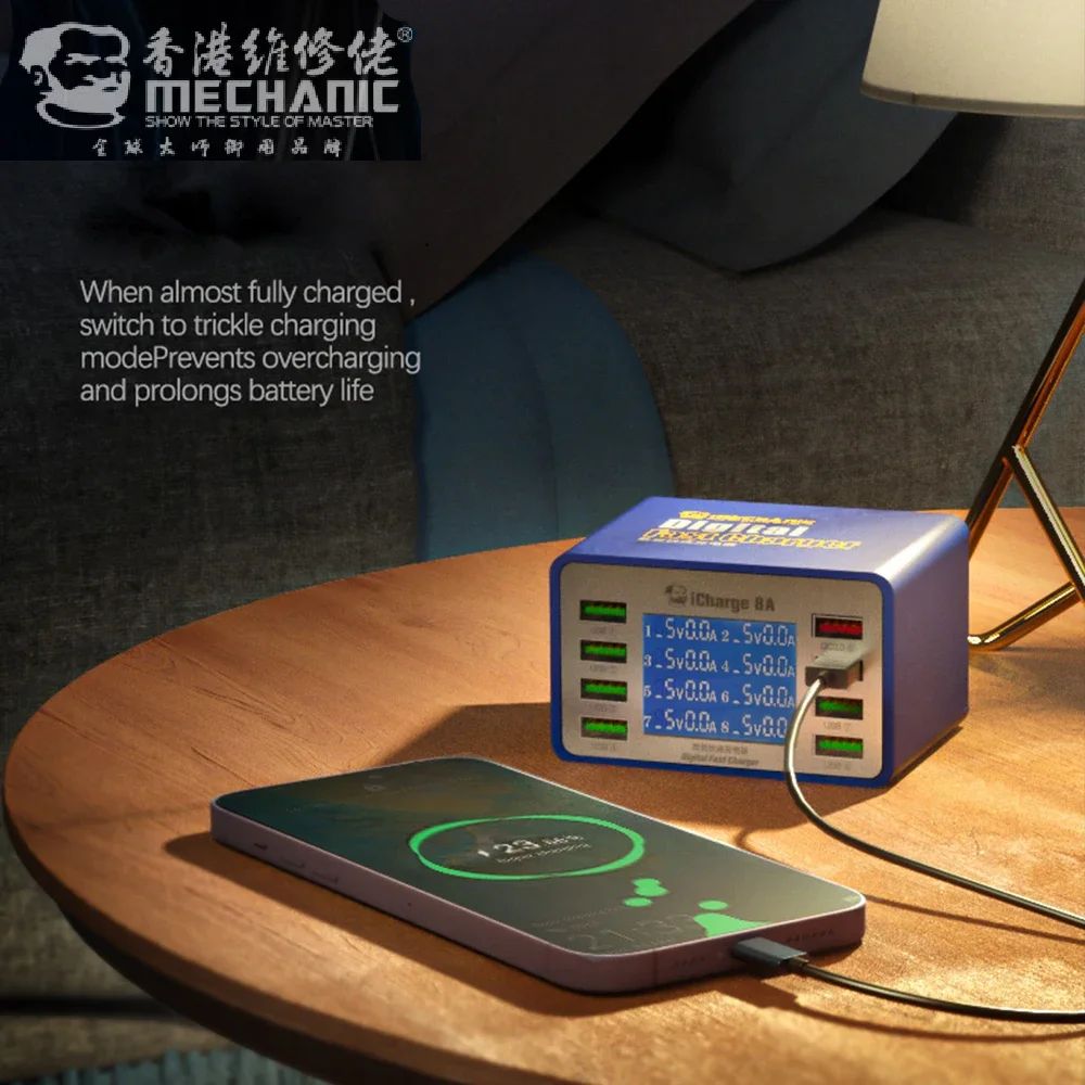 مُشغِّل شحن سريع 8C من MECHANIC iCharge: تقييم شامل لمحول USB متعدد المنافذ بقدرة 8 منافذ