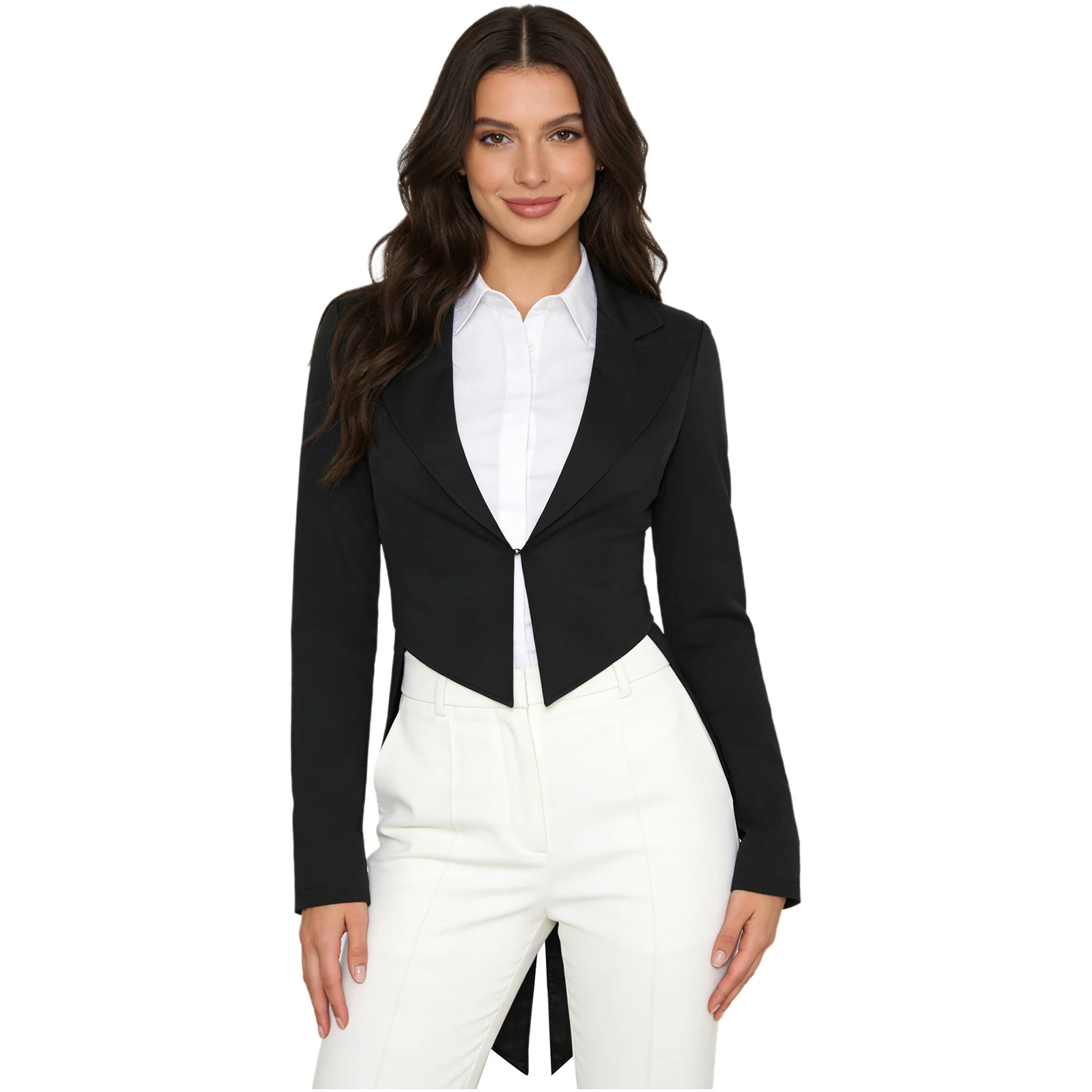 Womens Nightclub Cocktails Tailcoat Waitress Cosplay Costume Blazer Jackets Swallowtail Jacket Tuxedo Coat Jazz Dance Costume view 2