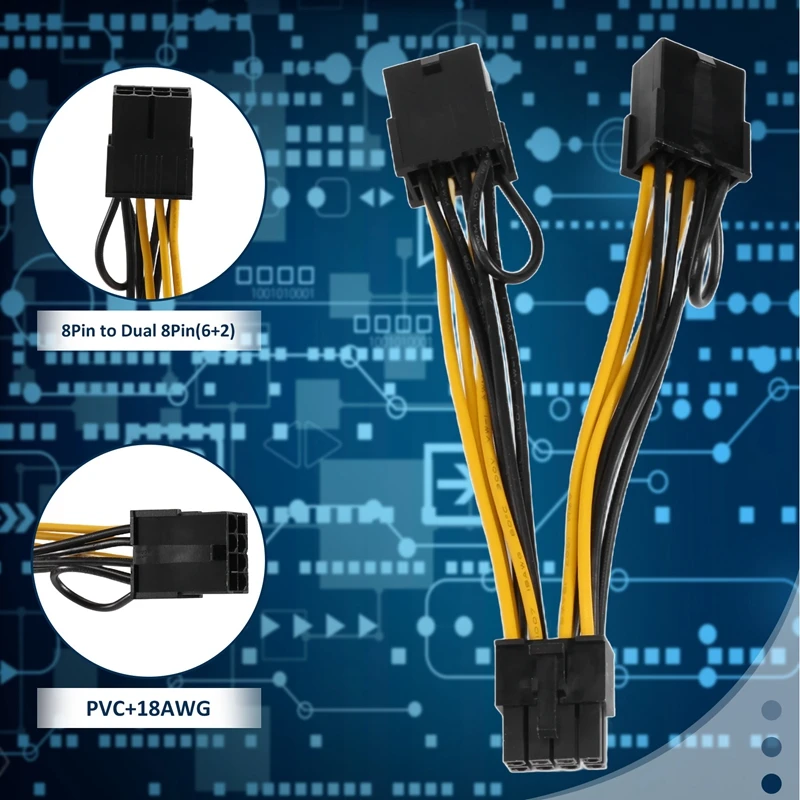 8Pin To Dual 8Pin(6+2) Power Cable GPU Power Cable For Tesla K80 M40 M60 P40 P100